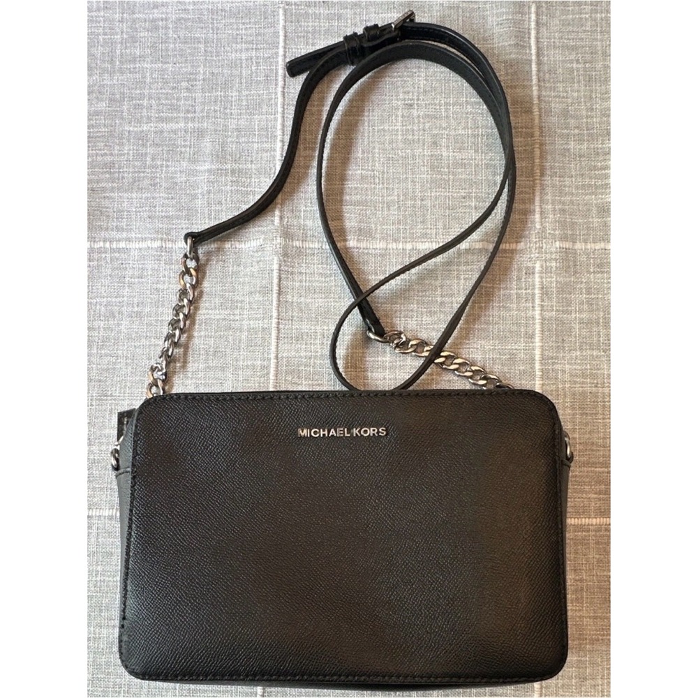Michael Kors Crossbody Bag Women Small Black Leather Chain Strap Quiet Luxury